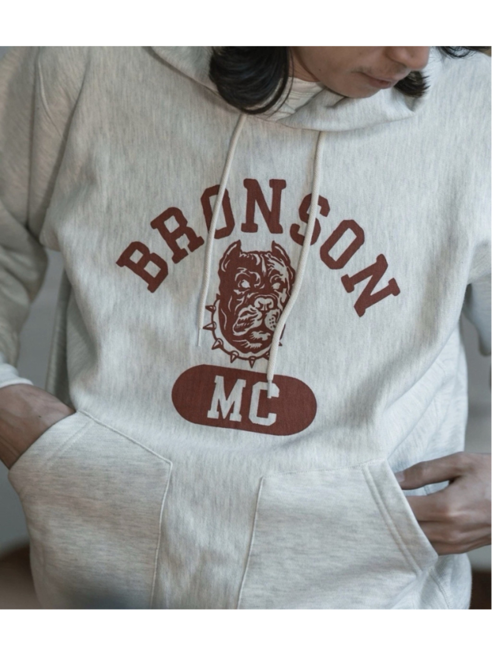 Bronson Heavyweight Motorcycle Club Hoodie Winter Gray Hooded Sweatshirt 38 - Picture 5 of 10
